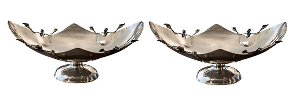 Pair of Damar 925 Sterling Silver Floral Centerpiece Bowls, Turkey, Late 20th C.