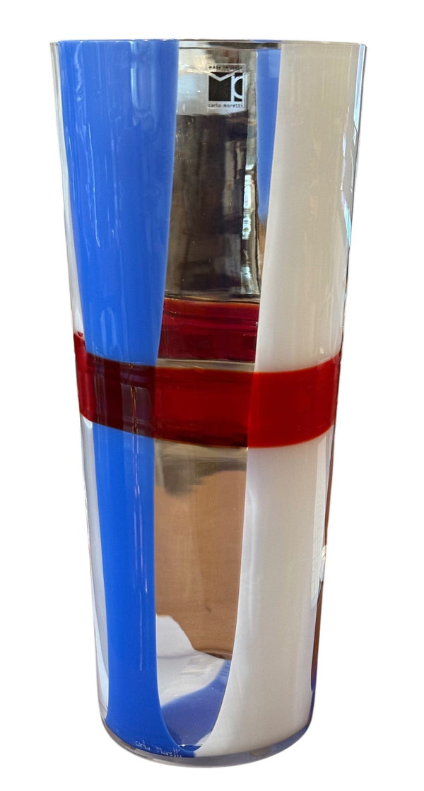 Carlo Moretti Signed Geometric Murano Glass Vase. Italy, 2010.