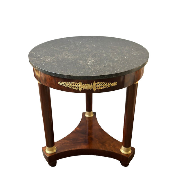 French Late 19th Century Empire Style Side Table w/ Marble Top