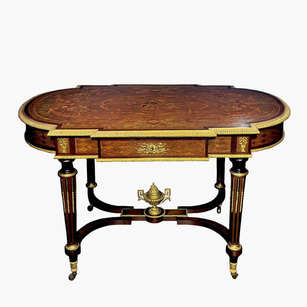 French 19th Century Inlaid Table w/ Bronze Mounts