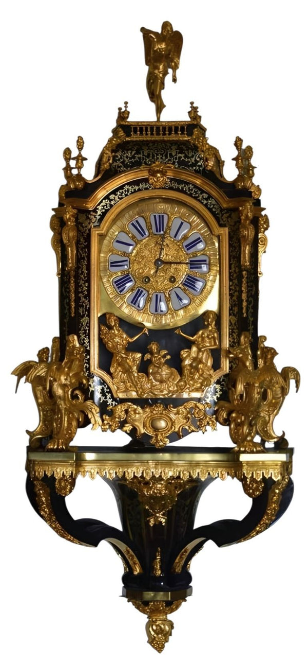 Monumental 19th Century French Boulle Cartel Clock with Pedestal