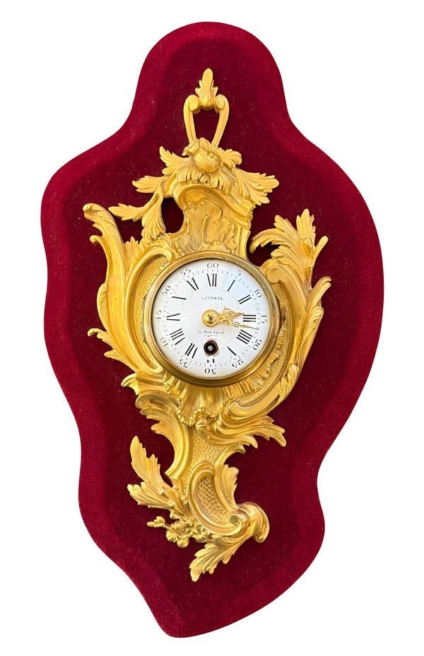 French Louis XV Style Ormolu Cartel Wall Clock by Lecomte, Paris, 19th Century.