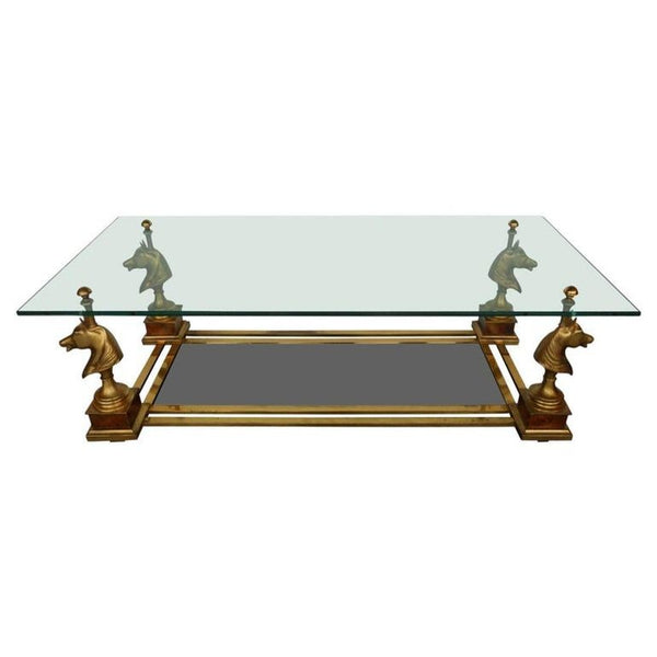 Maison Charles Horse Head Coffee Table with Clear & Tinted Glass, France, 20th C