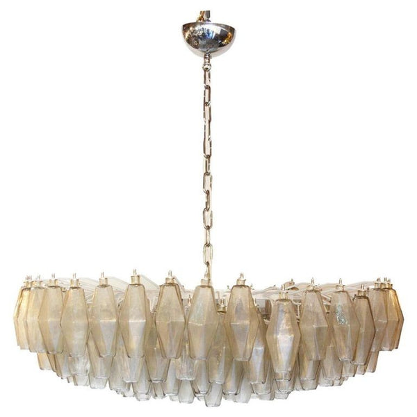 Alberto Donà Light Smoky Murano Poliedri Chandelier, Italy, 1960's.