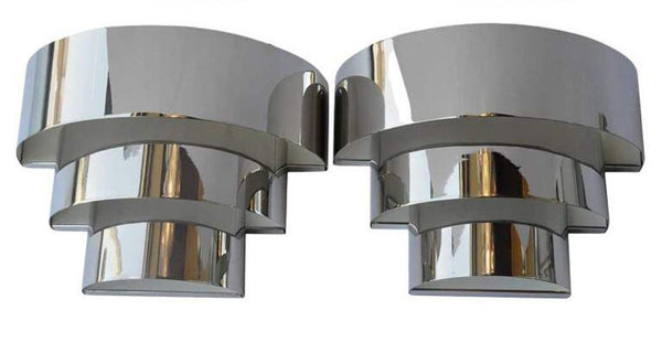 Pair of Art Deco Chrome Sconces