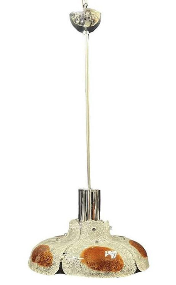 Mazzega Italian Pendant with Amber & Clear Murano Glass, 1970s