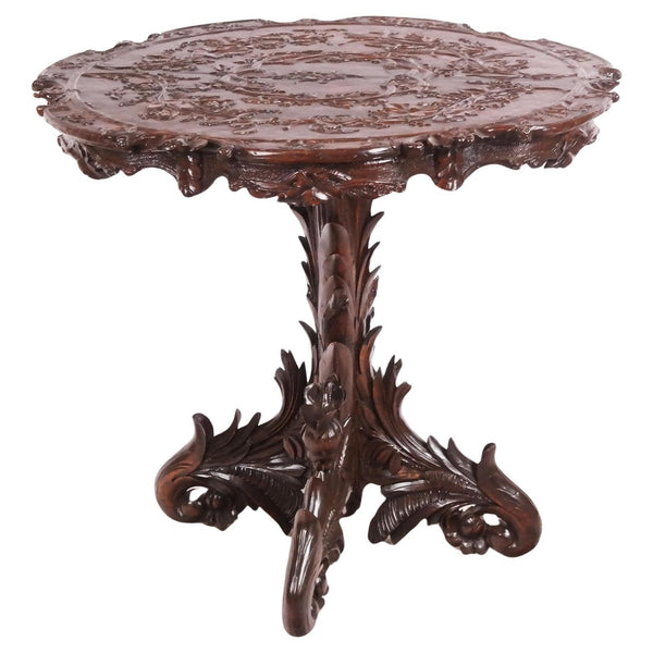 French 19th Century Carved Walnut Center Table