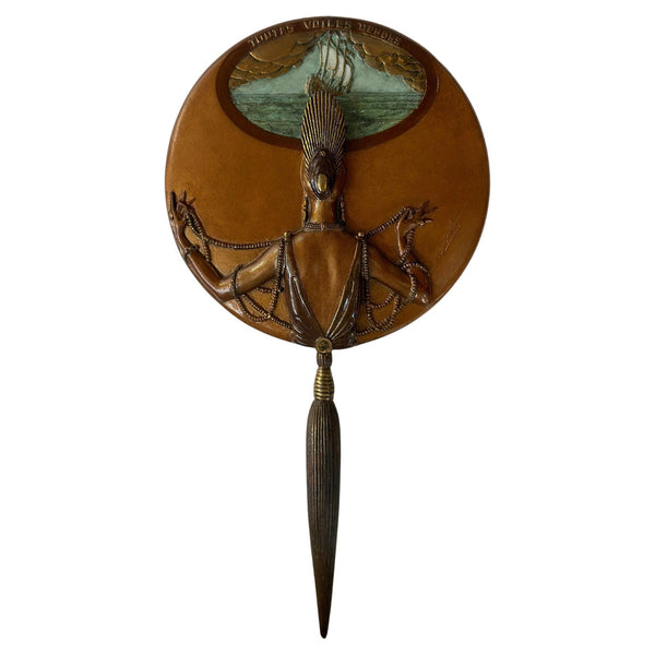 "All Sails Up" Limited Edition Bronze Hand Mirror by Erté, 1985