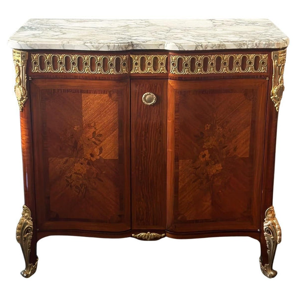 French Late 19th Century Cabinet w/ Marble Top & Bronze Mounts