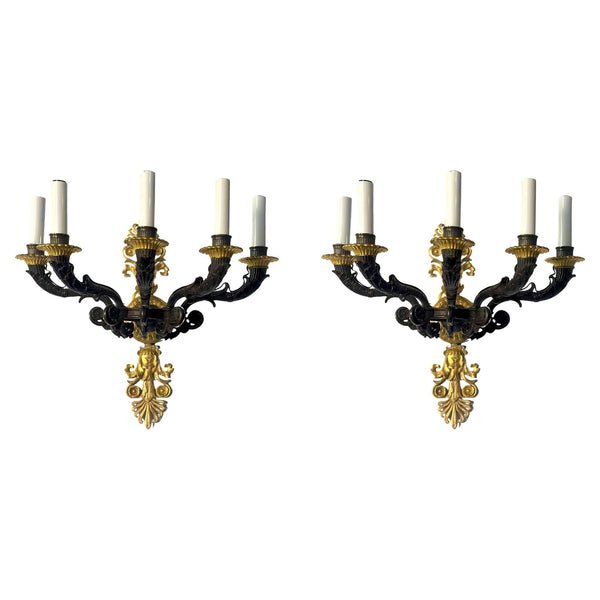 Pair of French Late 19th Century Empire-Style Sconces