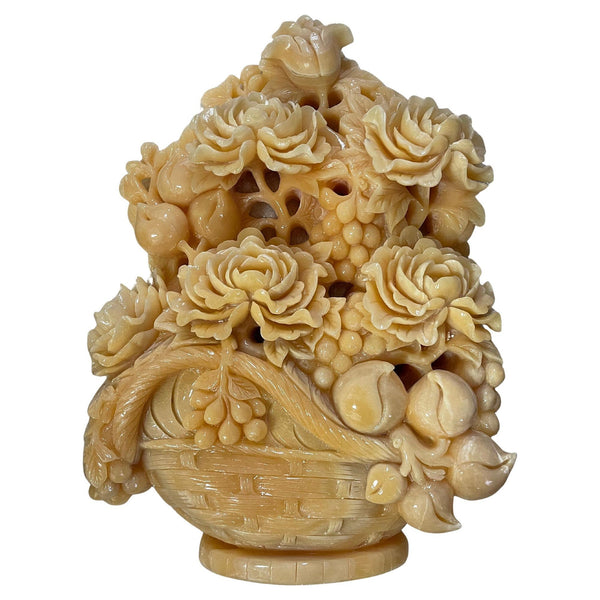 Large Early 20th Century Hand Carved Pure Golden Onyx Sculpture