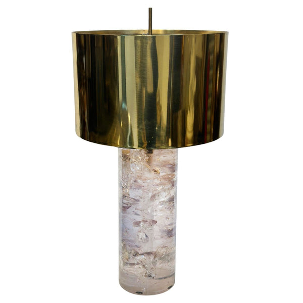 Vintage "Ice -Cracked" Resin & Brass Shade Table Lamp