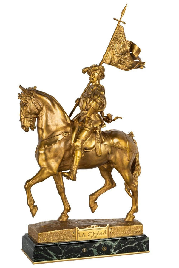 French 19th Century Gilt Bronze & Marble Sculpture by Emmanuel Frémiet