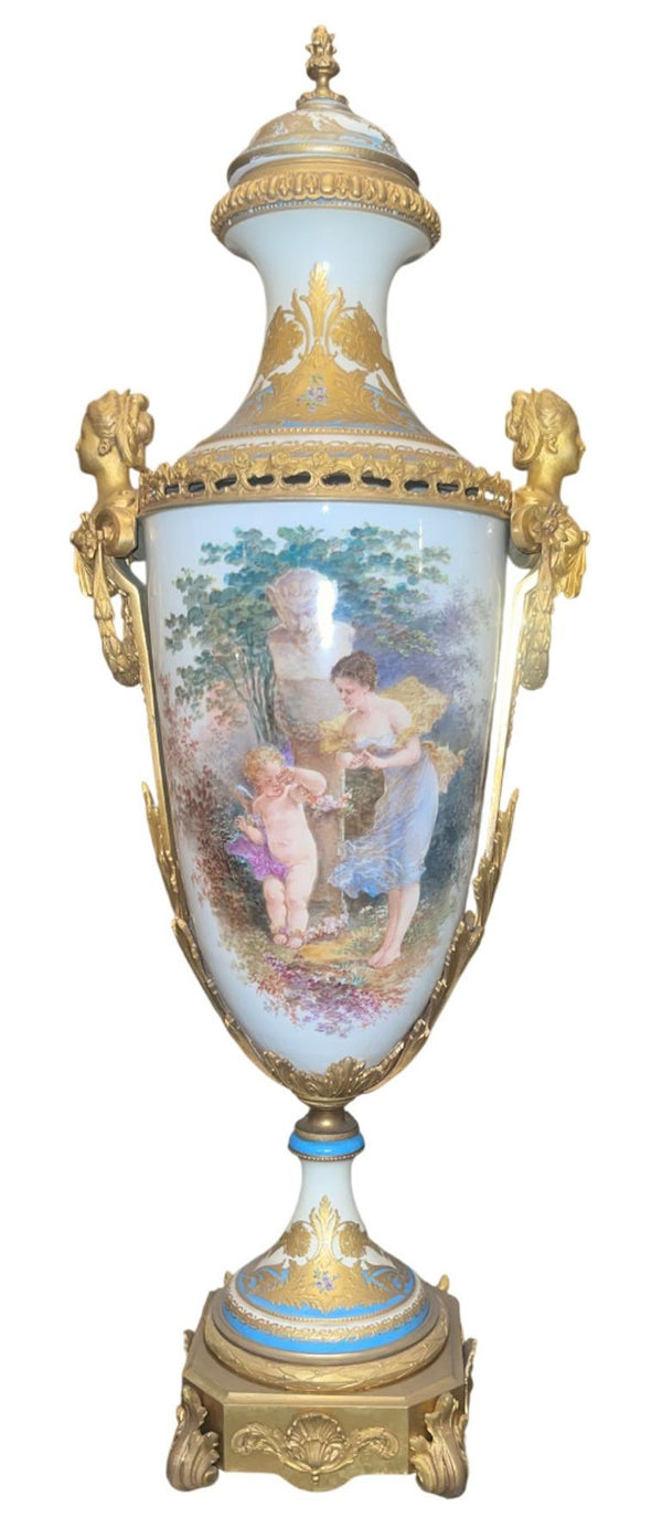 19th Century Sèvres Porcelain Urn with Gilt Bronze Mounts