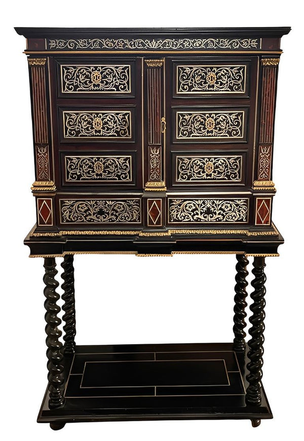 Monumental Italian Baroque Style Cabinet on Stand. Mid-19th Century.