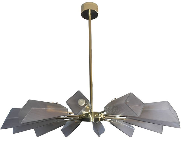 Ventilatore Style Chandelier with Murano Glass Tiles, Italy, 1980's.