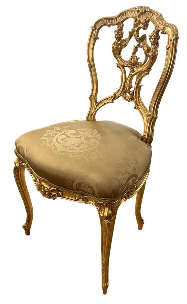 19th Century French Hand-Carved Gilded Chair