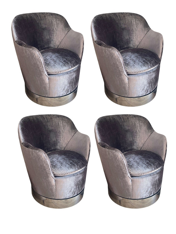 Set of Four J. Robert Scott Swivel Barrel Lounge Chairs. U.S.A. Mid-20th Century
