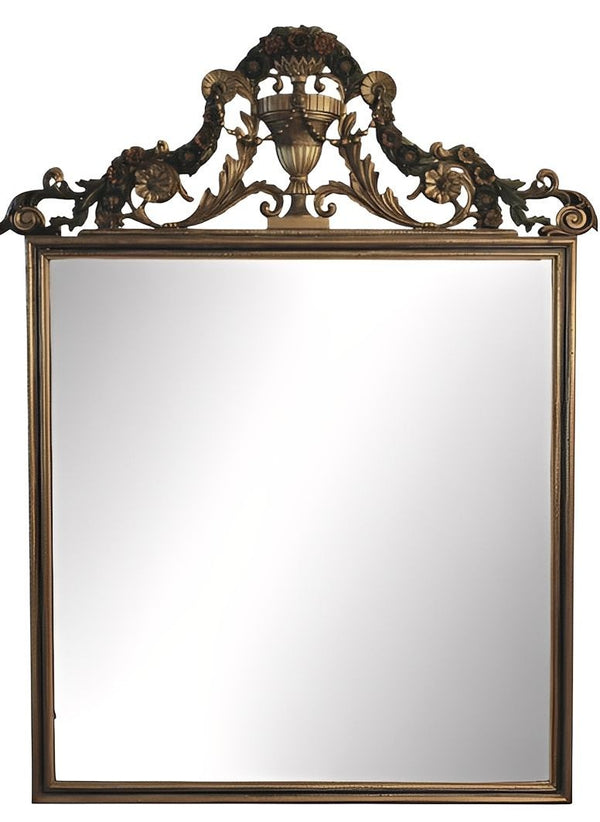 Italian Late 18th Century Polychrome & White Gold Gilt Carved Mirror