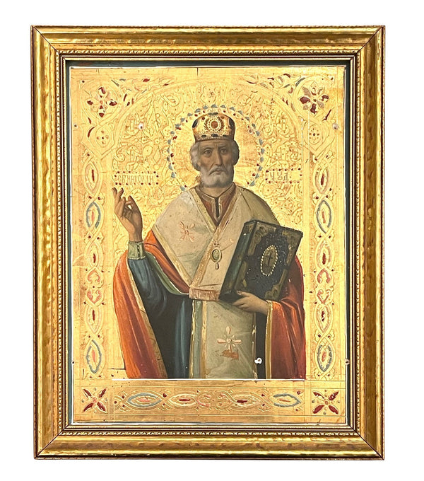 19th Century Russian Orthodox Icon of Saint Nicholas the Wonderworker