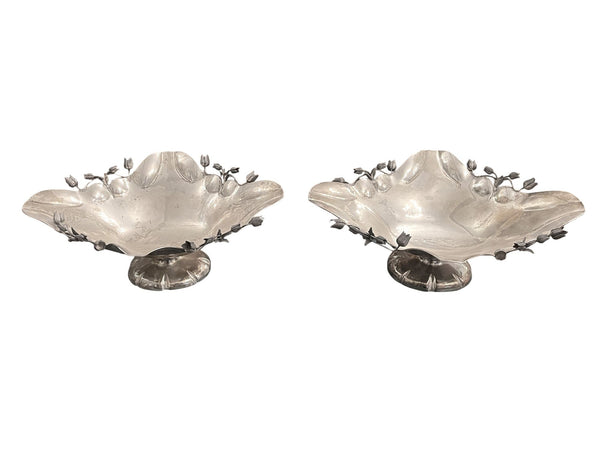 Pair of Damar 925 Sterling Silver Floral Bowls, 20th Century.