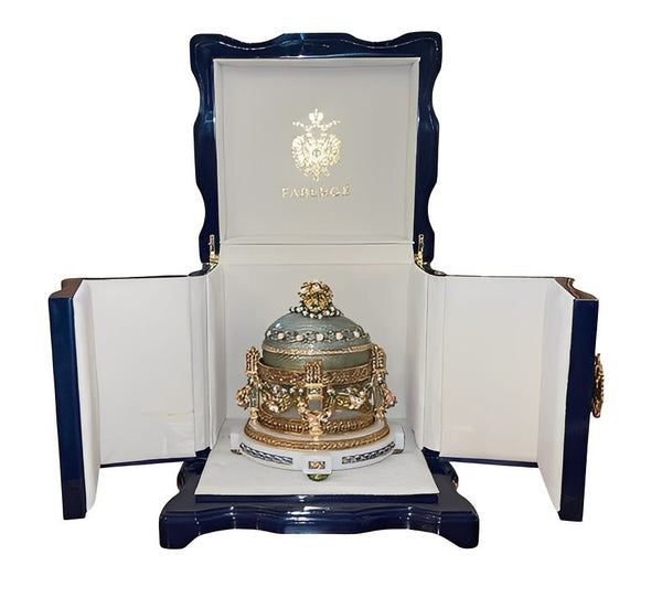 Fabergé Branded Enamel Egg, Love Trophies Design, Late 20th Century.