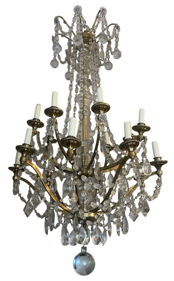 Late-19th Century English Crystal and Gilt Bronze Chandelier