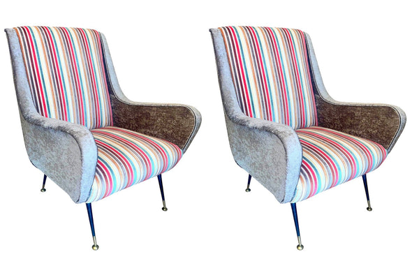 Pair of Marco Zanuso Lounge Chairs. Italy, 1950's.