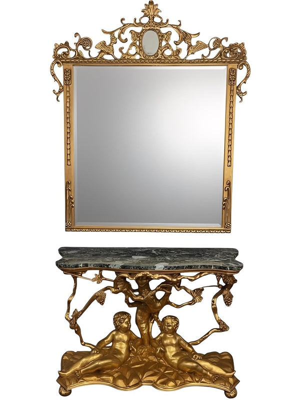 Italian Early 19th Century Giltwood Mirror and Console Table, Tuscany.