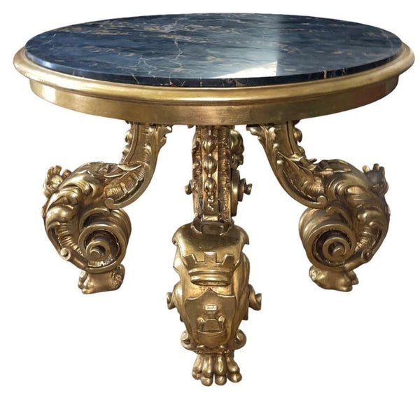 19th Century English Giltwood Center Table with Michelangelo Marble Top
