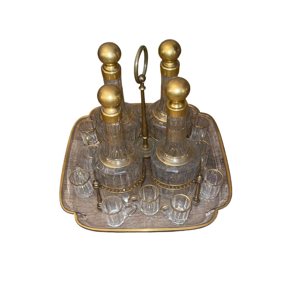 19th Century French Baccarat Crystal Cave à Liqueur Tantalus Set