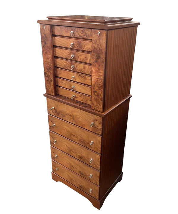 Agresti Lo Scrigno Briar & Mahogany Jewelry Armoire. Italy, 21st Century.