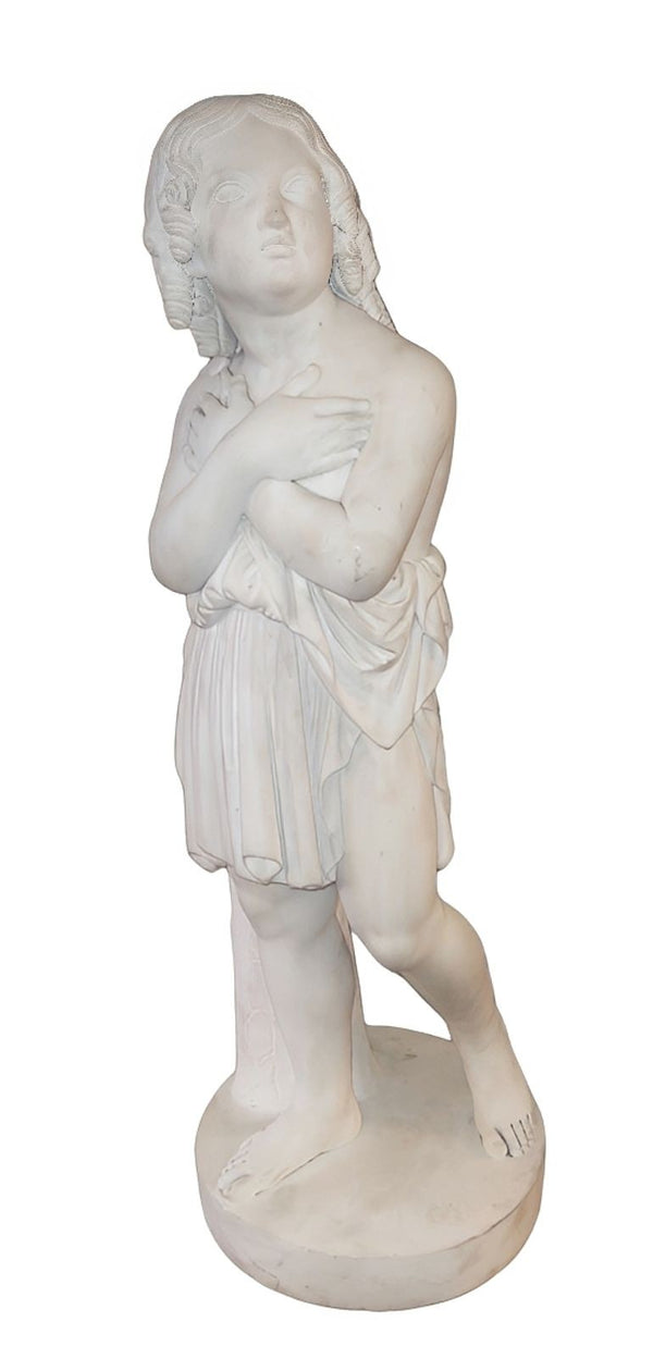 19th Century Italian Carrara Marble Classical Maiden Sculpture