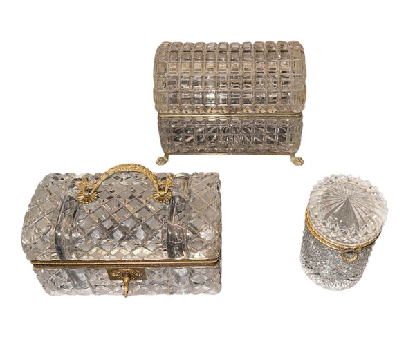 Set of Three Baccarat Crystal Jewelry Caskets, France, Late 19th Century.