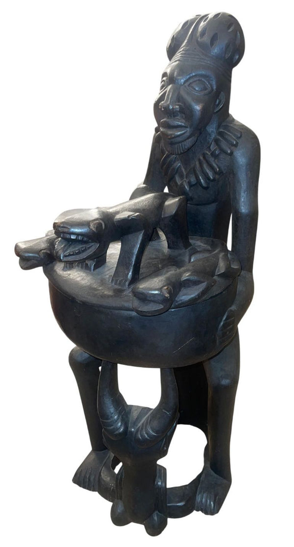 Monumental Yoruba Figural Ritual Vessel, Nigeria, Mid-20th Century