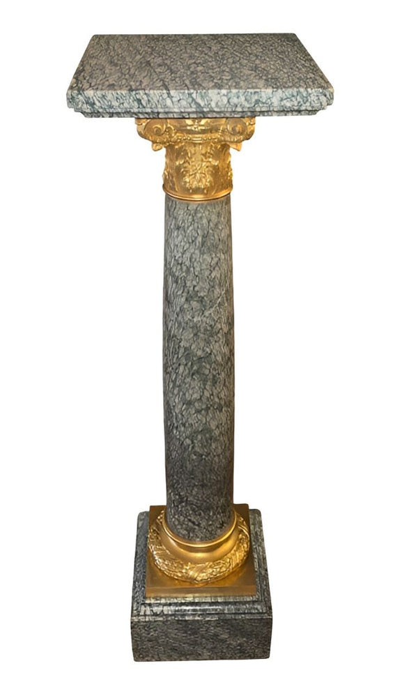 19th Century French Gilt Bronze-Mounted Pedestal with Rare Green Marble.
