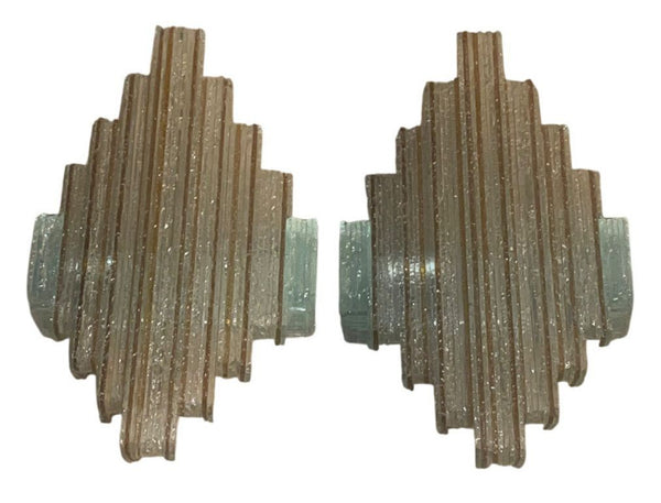 Pair Brutalist Murano Glass Sconces by Albano Poli for Poliarte. Italy, 1970's