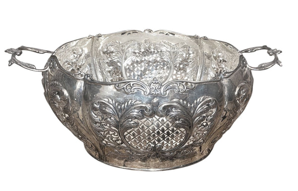 Damar 925 Sterling Silver Centerpiece Basket Bowl. Turkey, Late 20th Century.