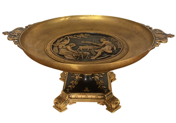 Early 20th Century French Empire-Style Bronze Pedestal Tazza - Signed E. Picault