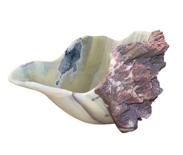 Monumental Sculptural Onyx Bowl with Natural Mineral Edge