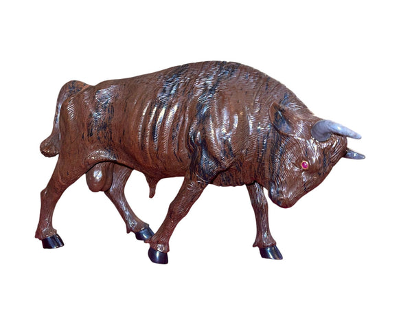 Manfred Gettman Attrib. Brown & Black Obsidian Bull Sculpture. Germany, 20th C.