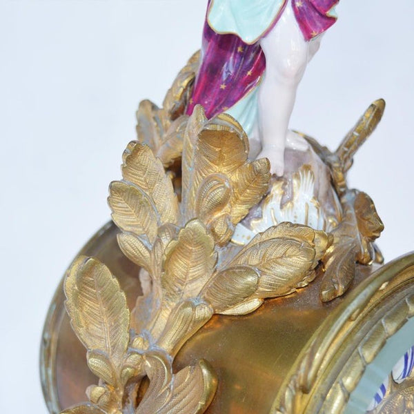 19th Century Meissen Porcelain & Gilt Bronze Clock by Japy Freres Grand Med
