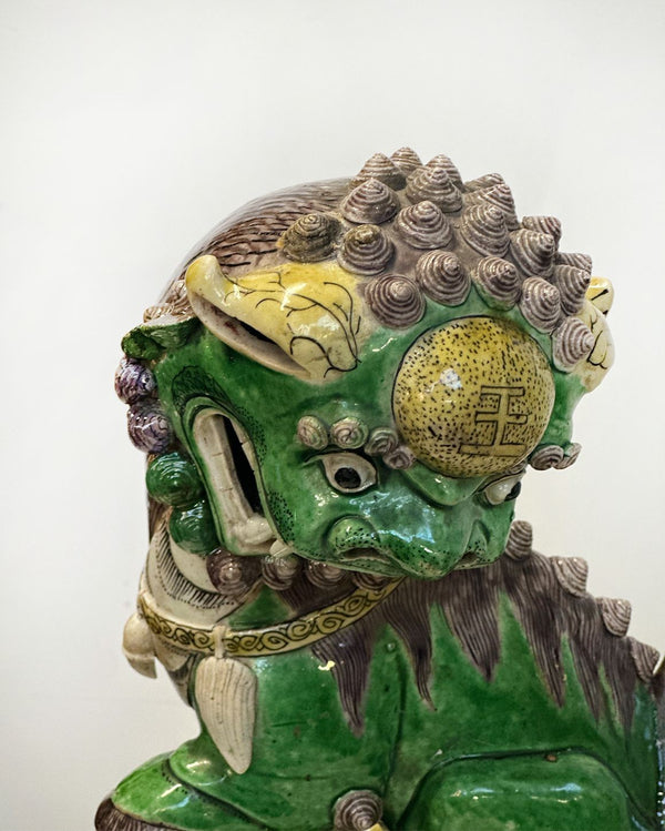 Pair of Chinese Famille Verte Buddhist Lions from the Kangxi Period