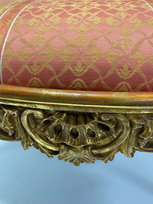 Pair of 20th Century Italian Hand-Carved Water Gilt Armchairs