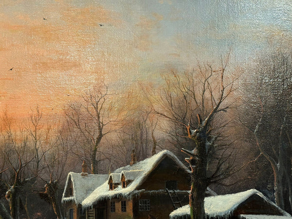 Nils Hans Christiansen Winter Landscape Painting. Denmark, Early 20th Century.
