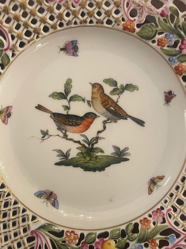 Four Herend Porcelain Reticulated Dessert Plates. Hungary, Mid-20th Century.