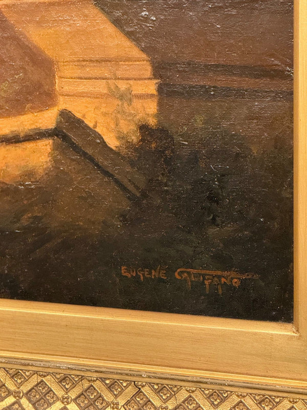 Eugene Califano Allegorical Scene with Classical Ruins Oil on Canvas. 20th C.