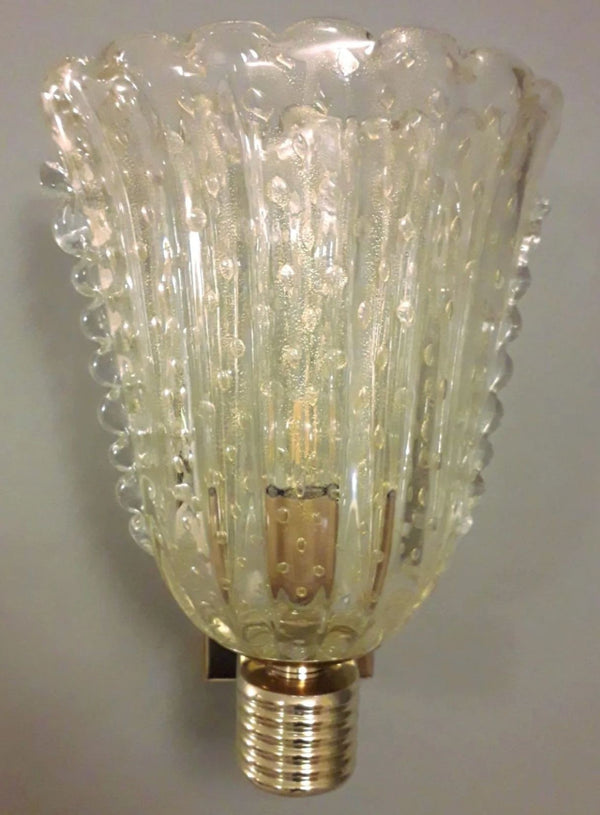 Set of Six Gold Bollicine Murano Sconces by Barovier e Toso. Italy, 1950's.