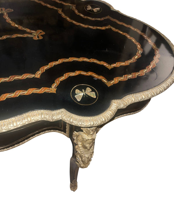 19th Century Napoleon III Ebonized Writing Desk w/ Gilt Bronze & M.O.P