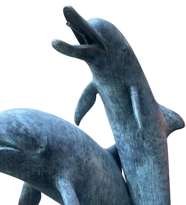 Monumental American Bronze Four-Dolphin Fountain Sculpture. Late 20th Century.